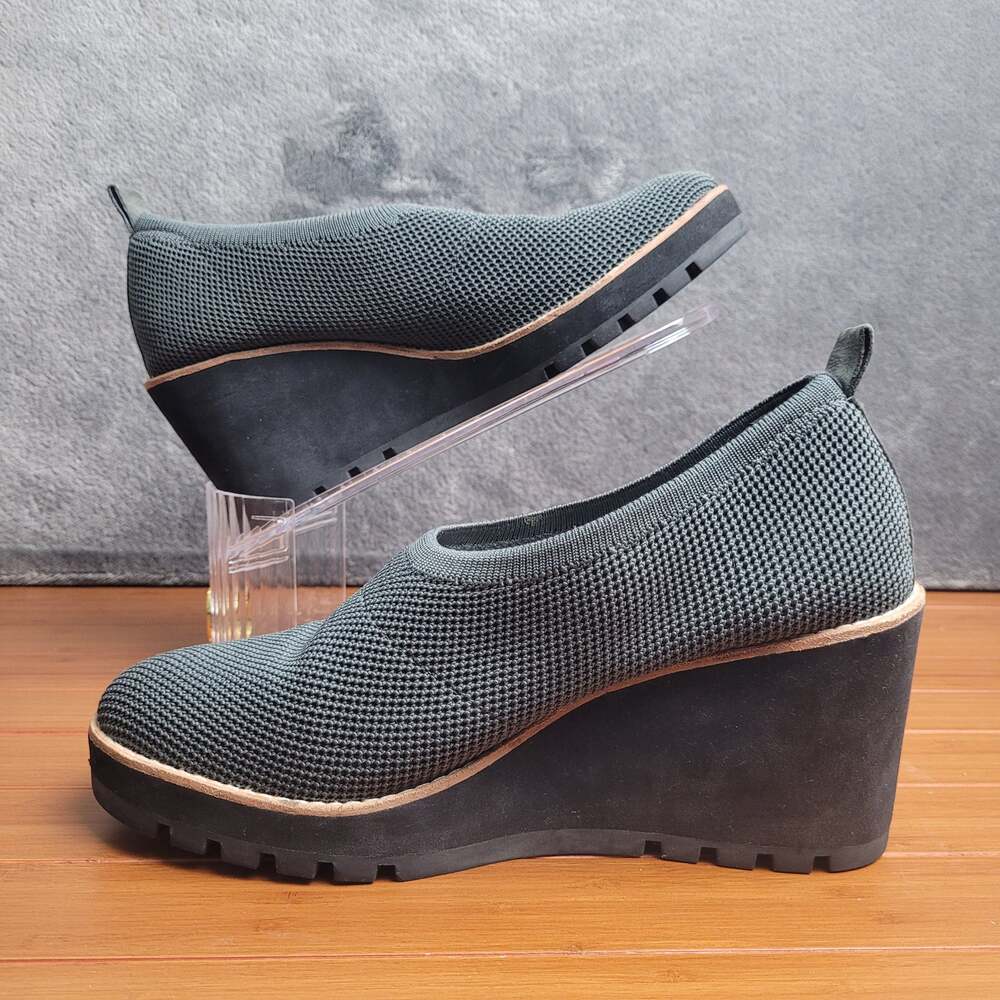 Eileen Fisher Marie Women’s 9 Gray Knit Platform Wedge Lug Sole Shoes - Picture 3 of 8
